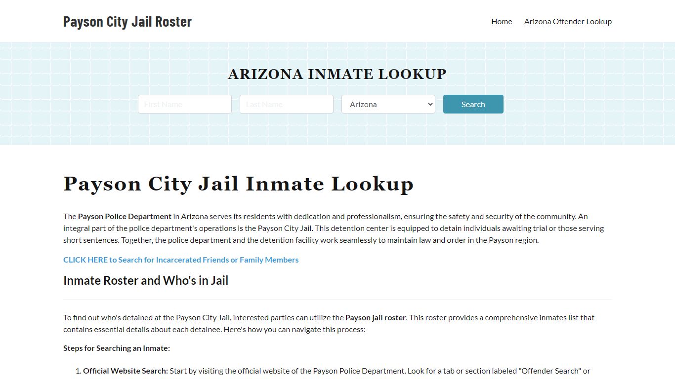 Payson Police Department & City Jail, AZ Inmate Roster, Arrests, Mugshots